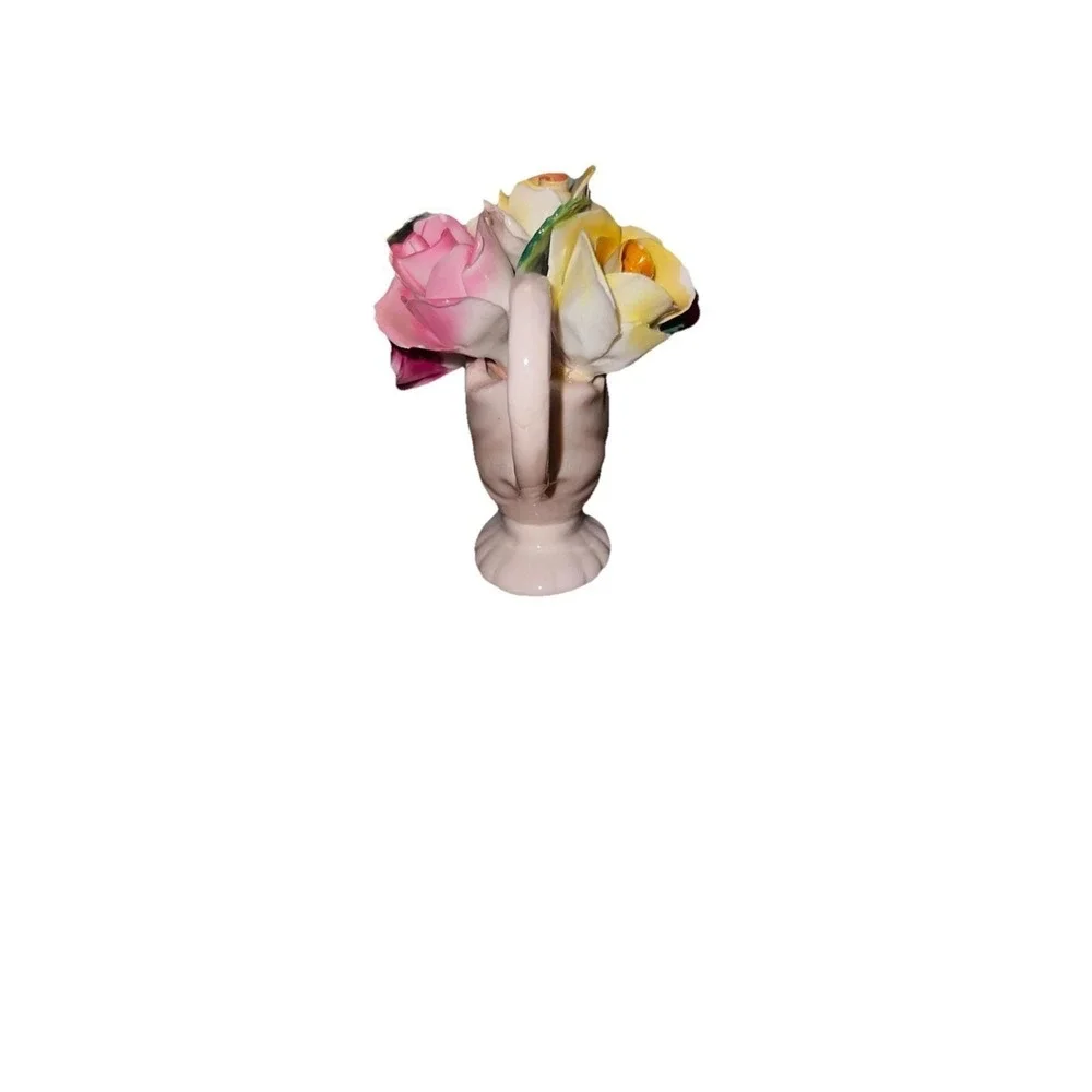 Vintage Thorley Staffordshire English Bone China Rose Floral Figurine‎ Vase EUC